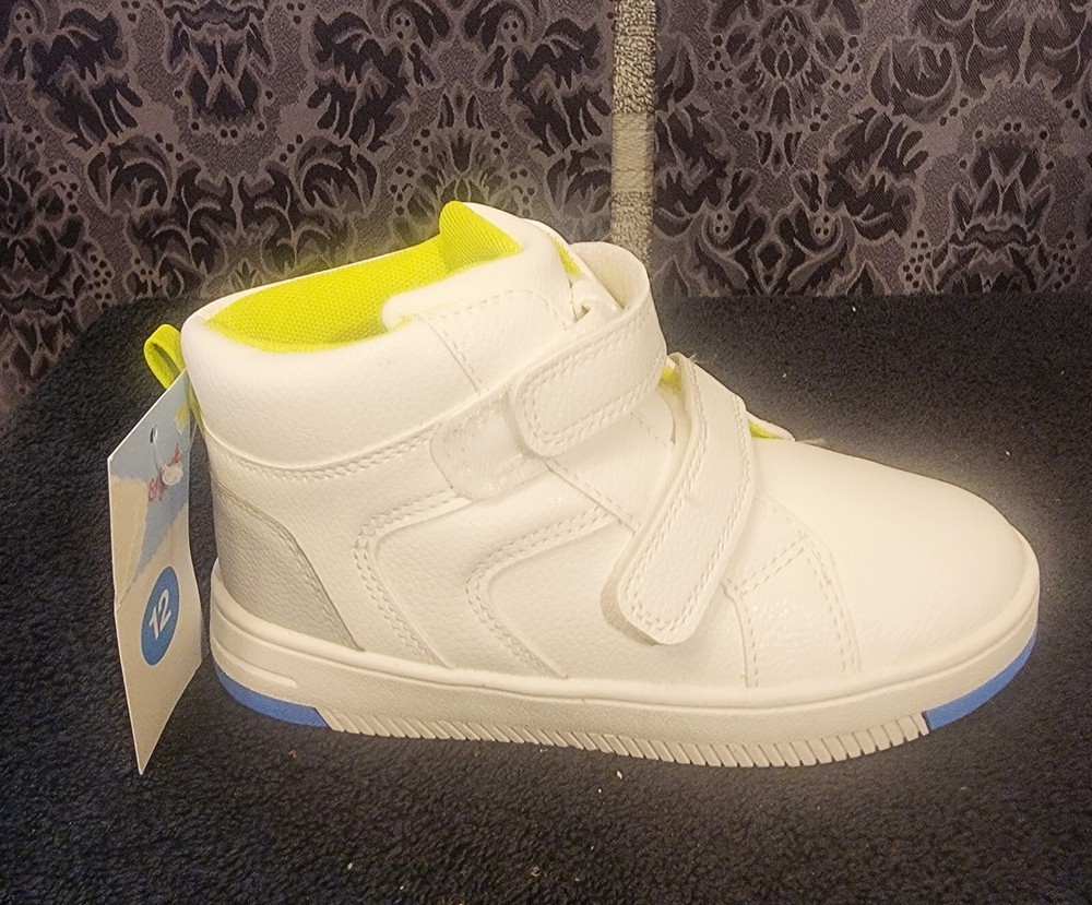 Cat & Jack-unisex youth white Ben hook & loop high top sneakers size 12