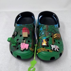 Crocs Minecraft Classic Clog K Light Up Green/Blue Pixel Kids J5 210830-90H