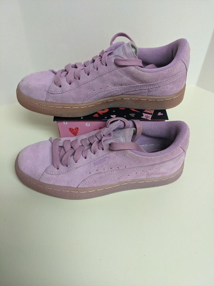 Kids PUMA SUEDE CLASSIC MONO REF ICED Pink Orchid Trainers Size 5C