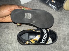 Versace Unisex Kids Sneakers Black Baroque Logo Hook & Loop Flat EU 24