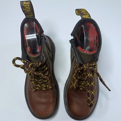 Dr. Martens Kids Size 1 Leather Canvas Lace Up Boots Flannel Lining 1460 Shoes