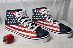 Heelys Shoes Hustle MID Wheels Skate USA American Flag Youth Sz 10 NEW 778102