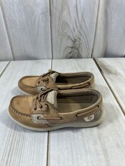 SPERRY TOP SIDER SHORESIDER LEATHER BOAT SHOES CHILDREN 3M TAN CASUAL BOATING