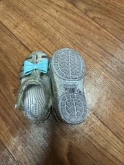 Crocs Isabella Unisex Kids US 6 Silver/Blue Glitter Mary Jane Sandals Bow