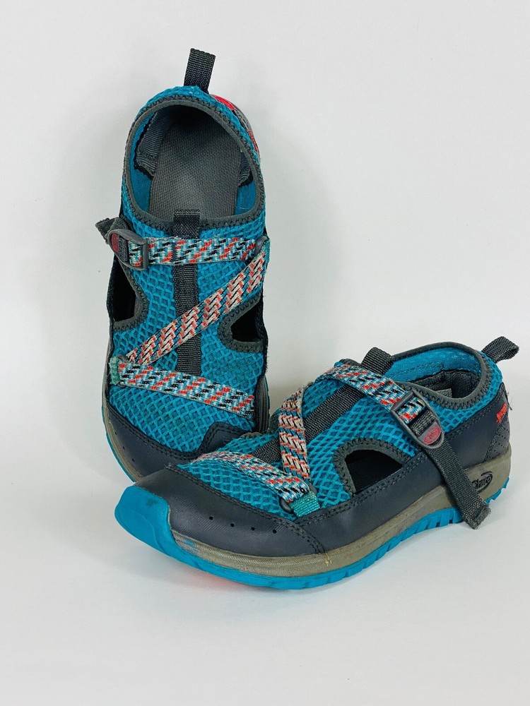 Chaco Kids Odyssey Teal Multi Sport Mesh Water Hiking Shoes Covered Sandal Sz 4