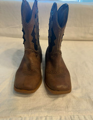 Cody James Kids Cowboy Boots Brown Leather Square Toe Size 13D