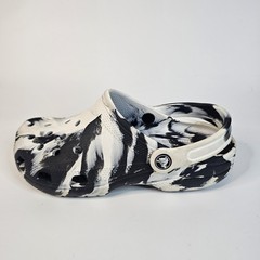 Crocs Classic Marbled Slip On Clogs, Black/White Tie Dye, Youth Kids Size: J5