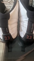 Jordan Air Jordan 12 White/Black Leather High Top Sneakers Kids US 11.5