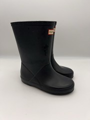 Hunter First Classic Kids Rain Boots Unisex Size 10 Black Rubber Wellies