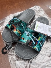 Classic Crocs Printed Slides K Size C12 Open Toe Slip-On Sandals Boys Girls