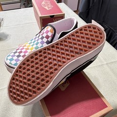 Vans Asher Party Check Multicolor Black Slip-On Canvas Kids Shoes US 5