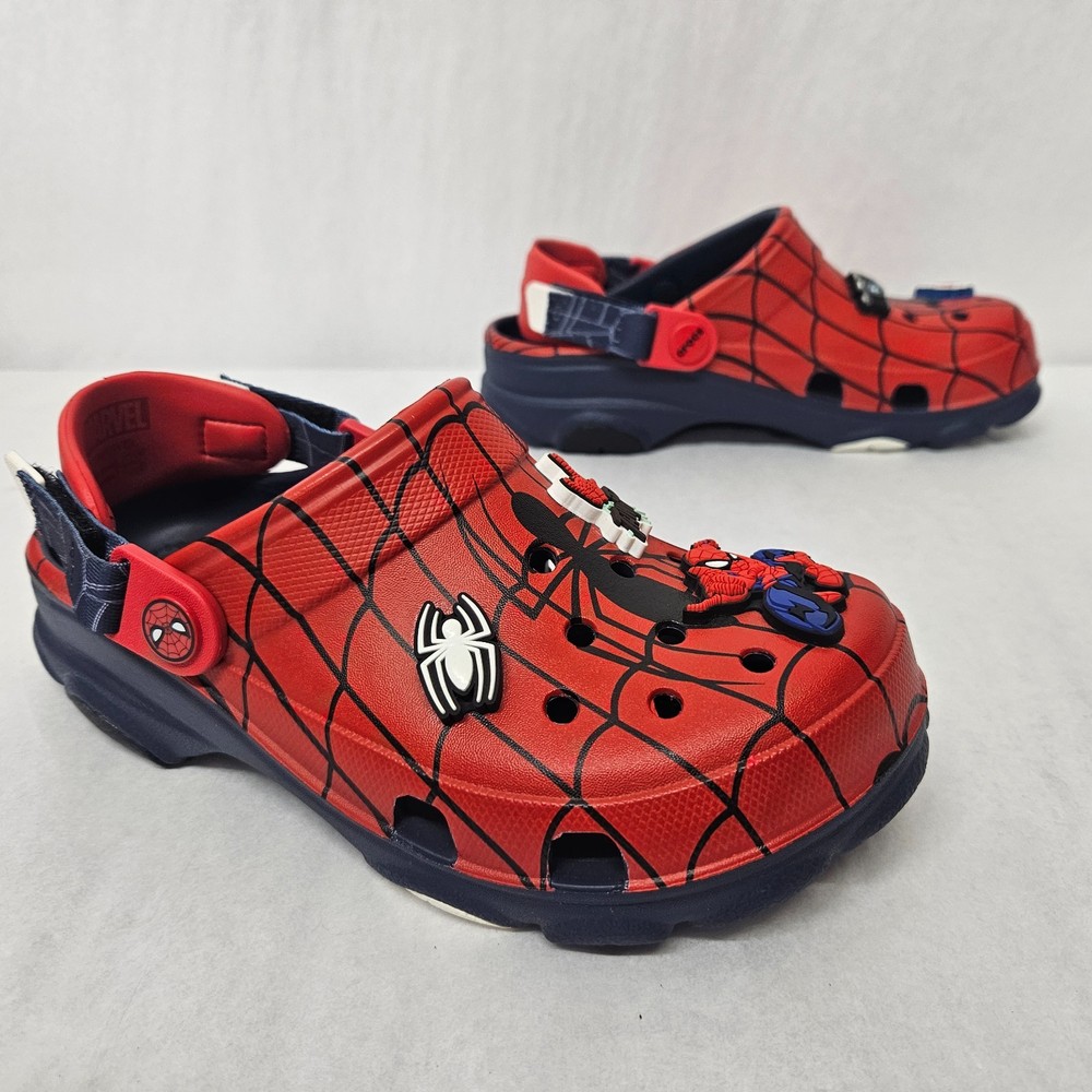Crocs Spiderman All-Terrain Clog 208786-410 Red Navy Glow In Dark Kids Size J3