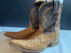 El General Ostrich Leather Cowboy Boots Youth Sz 20.5 Mexico (1.5 US)