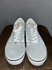 Vans Ward Old Skool Checkerboard Sneakers Youth 4 Teal White Low Top Lace Up