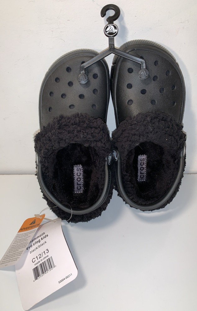 Crocs Mammoth Lined Clog Toddler Little Kid Size C12 C13 M Black New with Tags