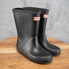 Hunter Kids First Classic Rain Boots Matte Black Waterproof Rubber Size 10B/11G