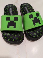 Minecraft Sandals Youth 1-2 Slide Flats Green Open Toe Casual Breathable Comfort