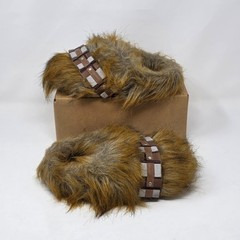 Disney Star Wars Slippers Chewbacca Brown Faux Fur Kids Size Medium 1-2 Fuzzy
