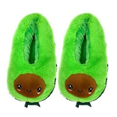 OoohGeez Kid’s Fuzzy Cute Slippers, Non-Slip House Shoes, Avocuddle, Size 1-4