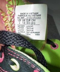 Converse All Star Youth Low Top Sneaker Sz 2 Neon Pink Green Black Double Tongue