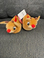 Rudolph Toddler Slippers size 3 Red Nose Reindeer NWT