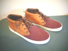 OLD NAVY DESERT ANKLE BOOT TWO TONE SHOES SIZE 6 MID TOP BROWN & BURGUNDY