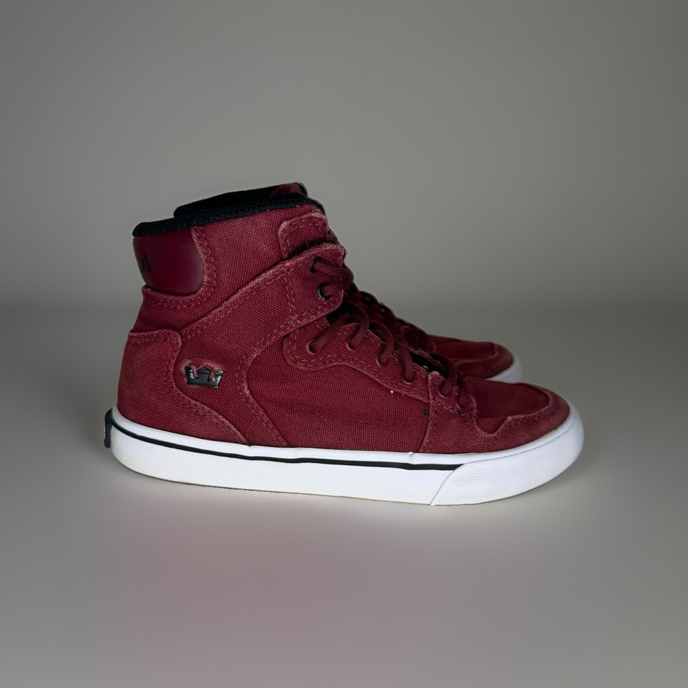 Kids Supra Maroon High Top Youth Size 2 Skate Shoes