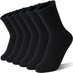 Black Girls Ruffle Socks Uniform School Dress Crew Cotton Textured Gifts Sock…