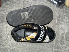 Versace Unisex Kids Sneakers Black Baroque Logo Hook & Loop Flat EU 24