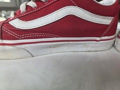 VANS Off The Wall Old Skool Red/White Canvas Low Top Lace-Up Sneakers US 5.5