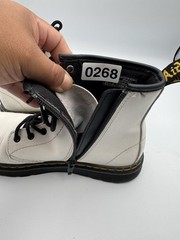 Dr Martens Zavala J White Leather Boots Youth Size 5L – 4M Lace/Zip Gum Bottom