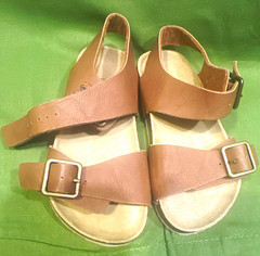 Place Kids Brown Leather Strappy Buckle Adjustable Sandals Size 10 EU 28