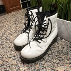 Dr. Martens 1460 J White Leather Combat Boots Unisex Kids US 5 UK 3 EU 36