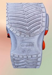 Crocs Rocket Ship Gray Orange Kids C7 Toddler Space Clogs EUC Unisex