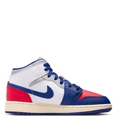 Big Kid’s Jordan 1 Mid White/Deep Royal Blue (DQ8423 102)