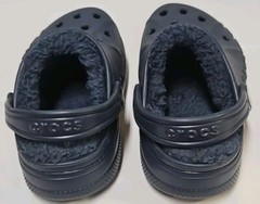 Crocs Baya Lined Clogs Toddler Size C 11 Slip On Comfort Shoes Navy Mammoth EUC