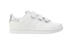 ADIDAS STAN SMITH CF C White w/Silver Leather Lifestyle, Size 2.5, NEW