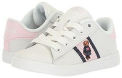 Polo Ralph Lauren Logo Bear Leather Children Low Top Lace Up Sneakers New