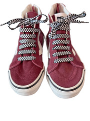 VANS High Top Shoes Maroon Suede/ Canvas Lace Up & Zip Back Kids Size 12.5