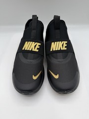 Nike Flex Runner 4 SE (GS) Slip On Sneaker,Youth 6Y,EU 38.5,Black/Gold,DAMG. BOX