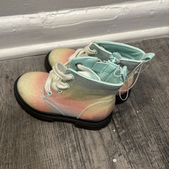 Generic Surplus Unisex Kids Size 8 Multicolor Ombre Ankle Booties Lace-Up Zip