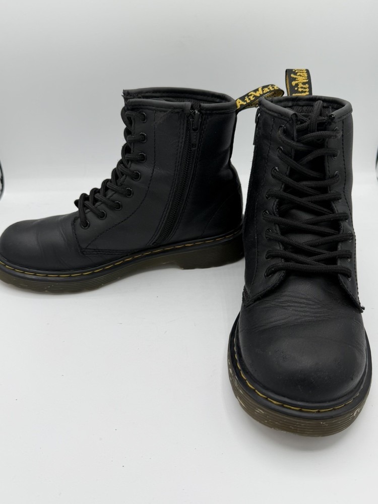 Dr. Martens Junior Collection Softy Lace Up Side Zipper Black Combat Boots Sz 3