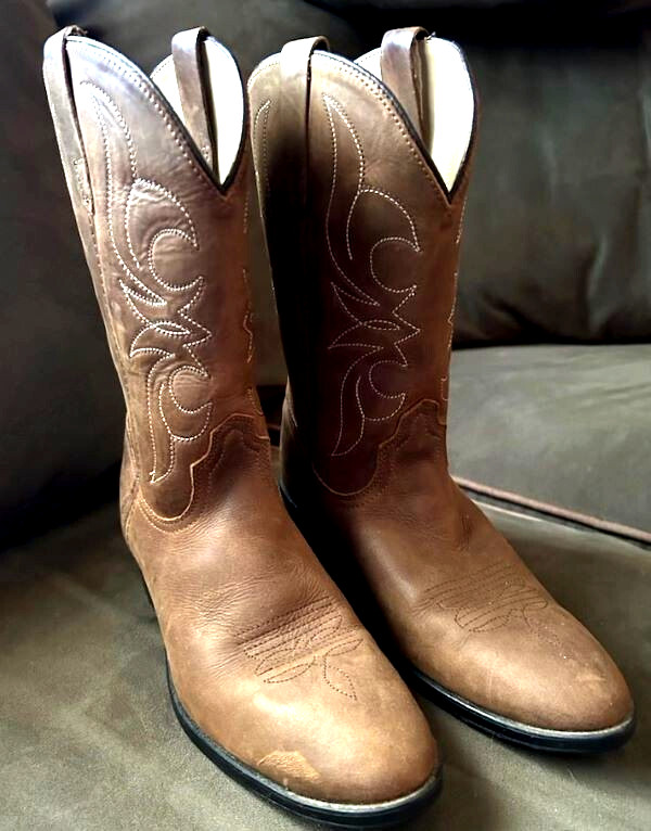 Dan Post Youth Size 5 1/2M Brown Leather Western Kids Cowboy Boots DPC3003