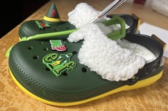 New Buddy The Elf CROCS Classic Clogs Green Big Kids 3 J3 Fur-Lined w/Jibbitz