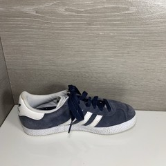 Adidas Gazelle Kids US 1 Shoes Blue White Suede Lace Up Athletic Sneakers G21963