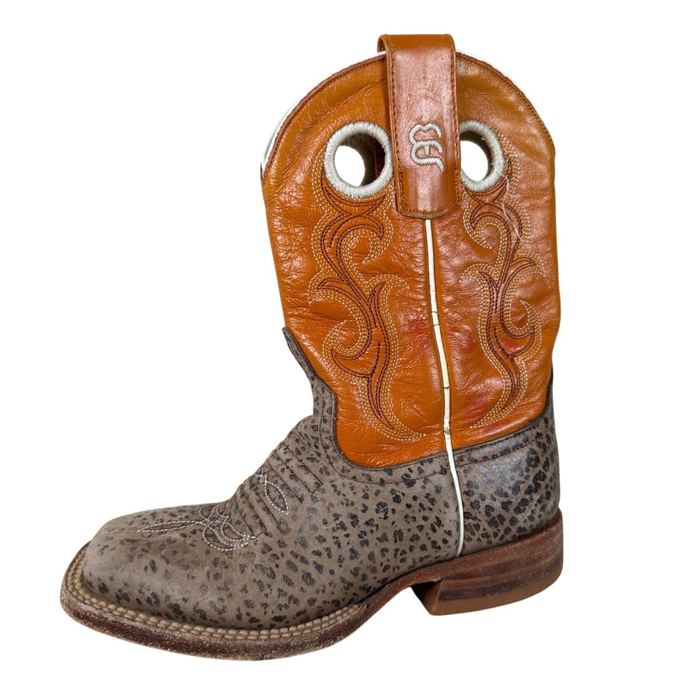 Anderson Bean Kids Western Boots Orange Leather Cowboy Square Toe 11