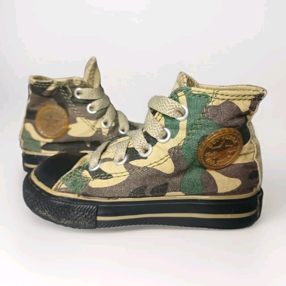Converse All Star Chuck Taylor Toddler Hi-Top Camo Green Black Size 5 Pre-Owned