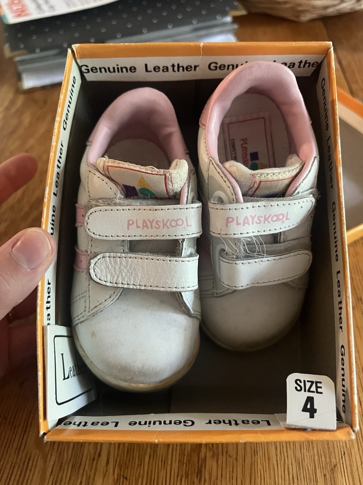 Playskool Constructions Kids Sneakers US 4 White/Pink Hook & Loop Leather