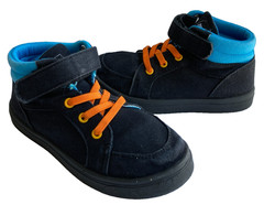 Oomphies Little Kids High Top Slip On Sneakers Shoes-Black/Blue/Orange (Size 12)