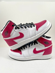 Size 6Y (7.5W) – Jordan 1 Retro High White Sport Fuchsia Sneakers Lace-Up Pink